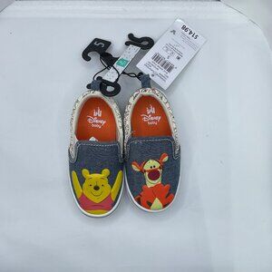 Disney Baby Winnie The Pooh & Tigger Slip-On Shoes Size 5 Denim Canvas Toddler S